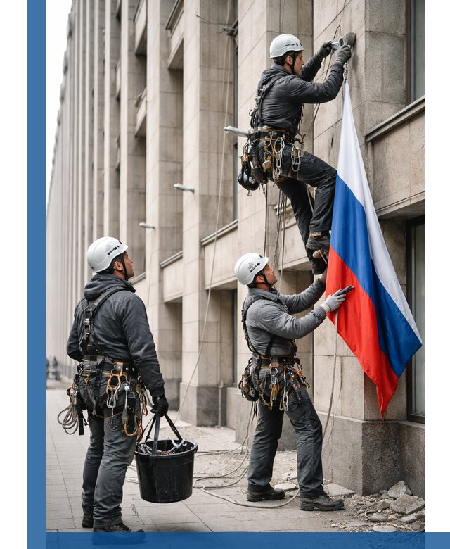 Профессиональная установка флагов на фасаде в Баксане