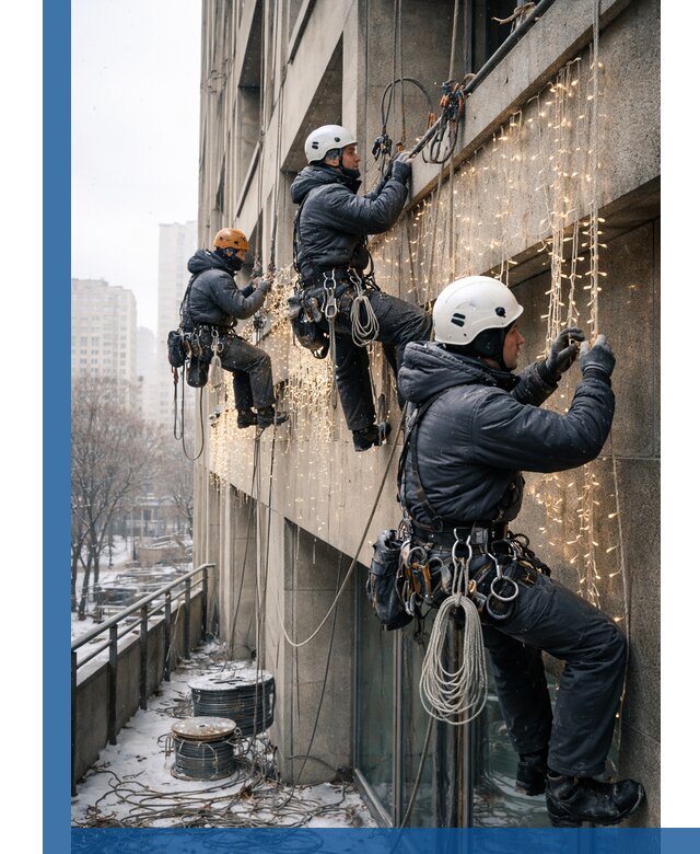 Монтаж новогодней иллюминации и украшение фасадов в Баксане