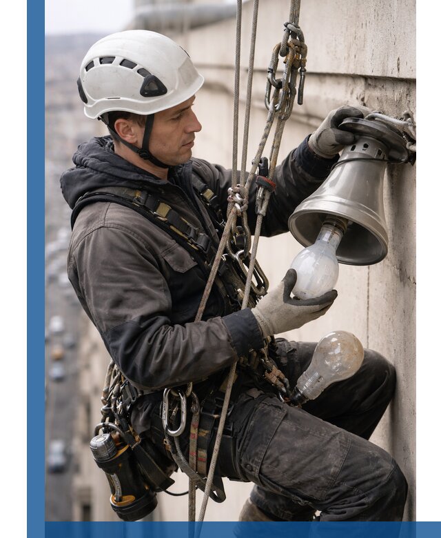 Замена ламп на высоте в Баксане профессионально и быстро