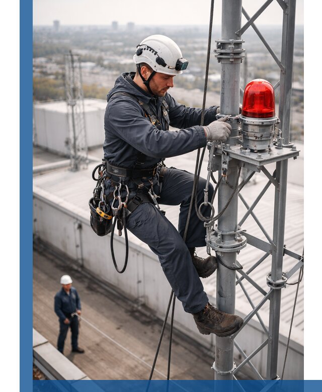 Монтаж заградительных огней и обслуживание объектов в Баксане