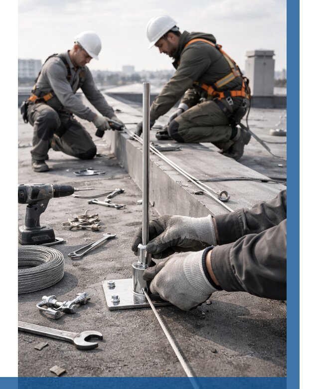 Монтаж молниезащиты на кровле в Баксане цена от 25255 р. | ВЫСОТНИК-Бкс