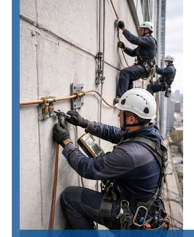 Монтаж системы заземления здания и молниезащиты в Баксане