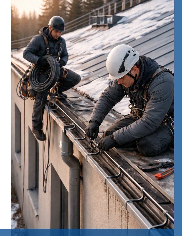 Монтаж греющего кабеля на кровле в Баксане от 455 р. | ВЫСОТНИК-Бкс