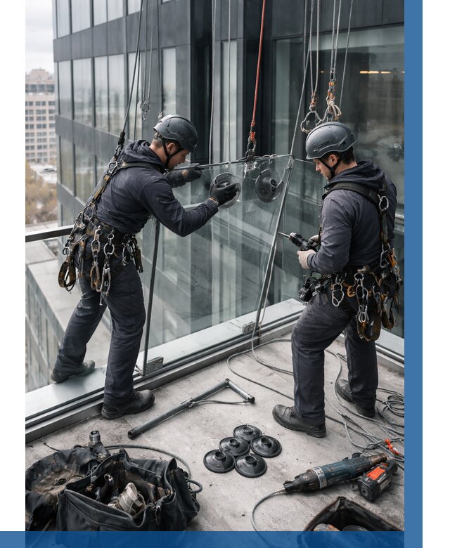 Монтаж стеклянных ограждений в Баксане от 2526 р. | ВЫСОТНИК-Бкс