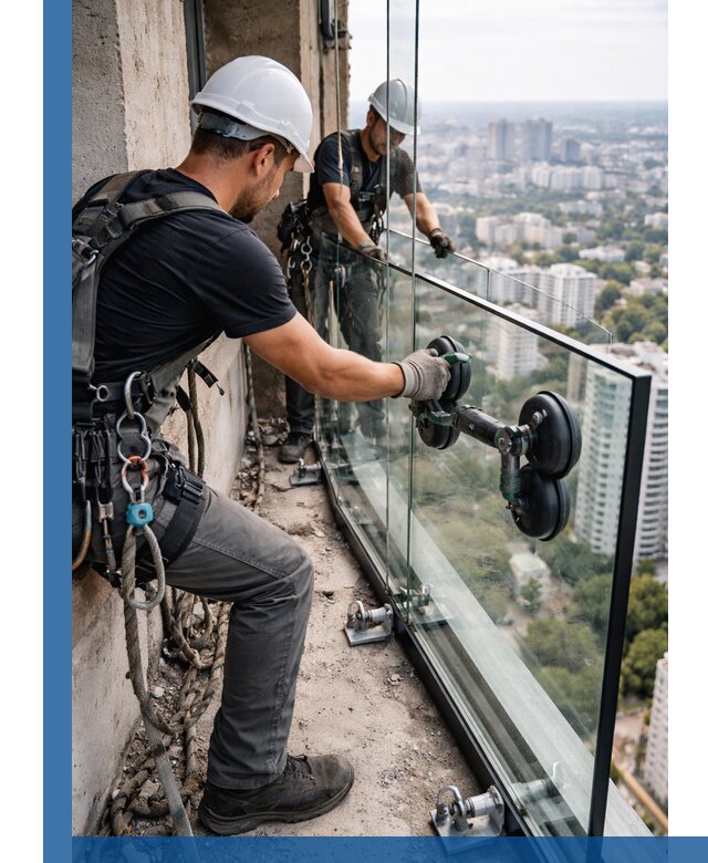 Монтаж стеклянных ограждений под ключ с гарантией в Баксане