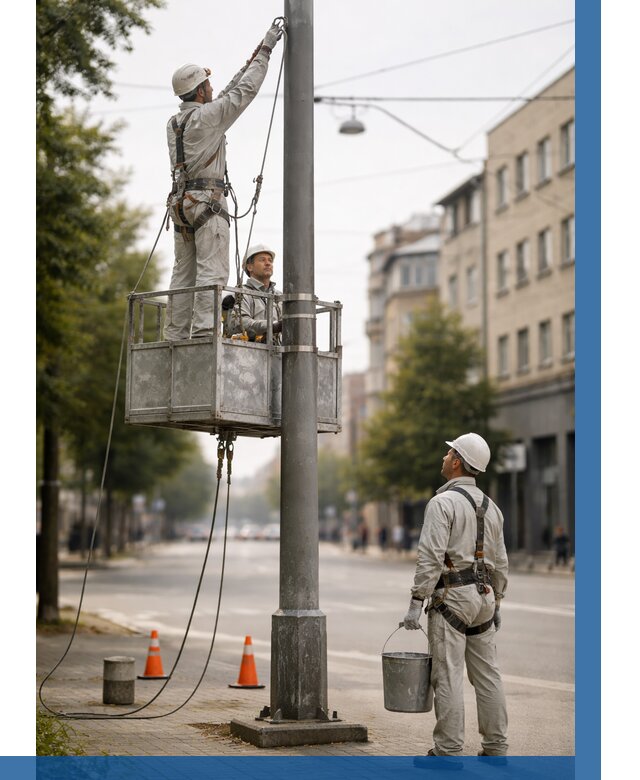 Покраска опор освещения в Баксане от 5051 р. | ВЫСОТНИК-Бкс