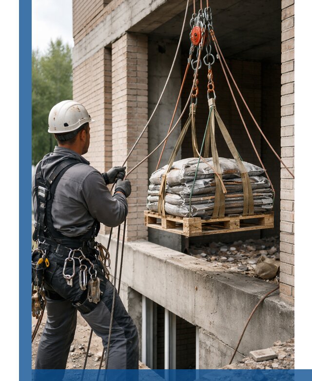 Подъем материалов на этаж веревками в Баксане оперативно
