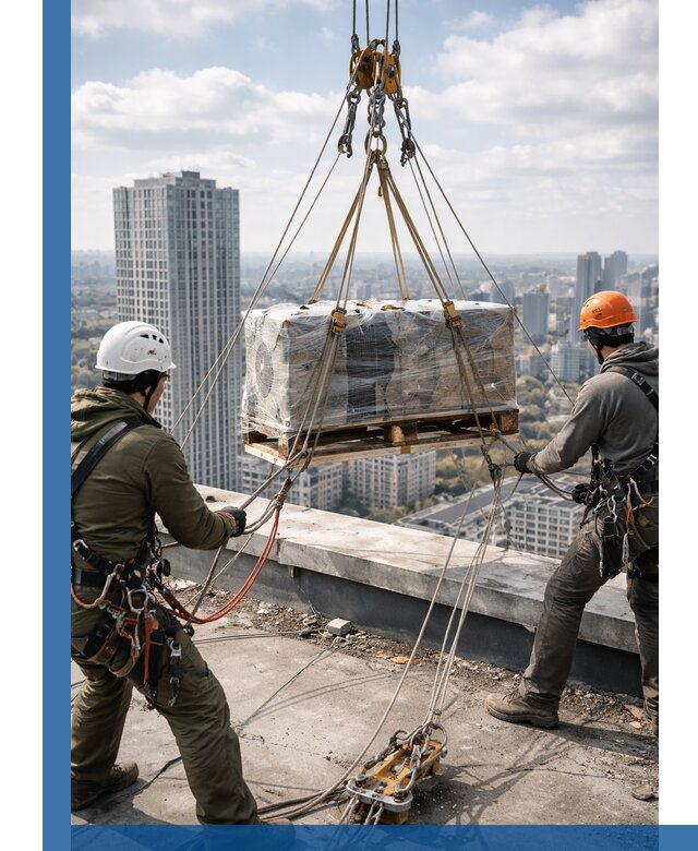 Подъем и монтаж крупногабаритных грузов на крышу в Баксане