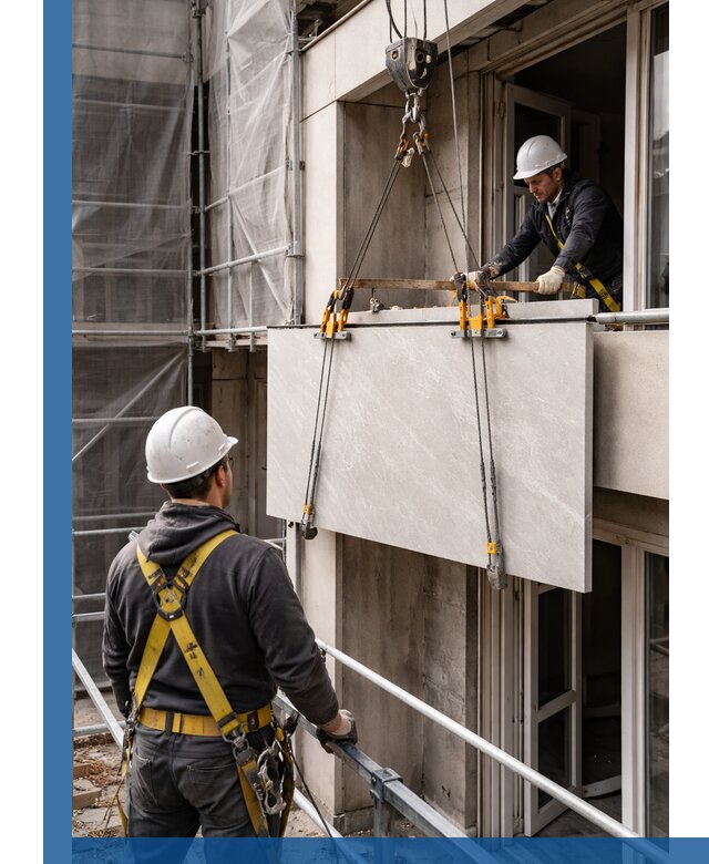 Подъем керамогранита на этаж в Баксане грузчиками и техникой