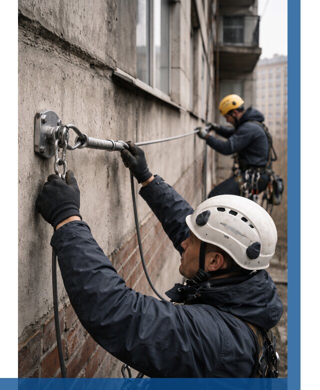 Монтаж анкерных линий в Баксане от 3031 р. | ВЫСОТНИК-Бкс