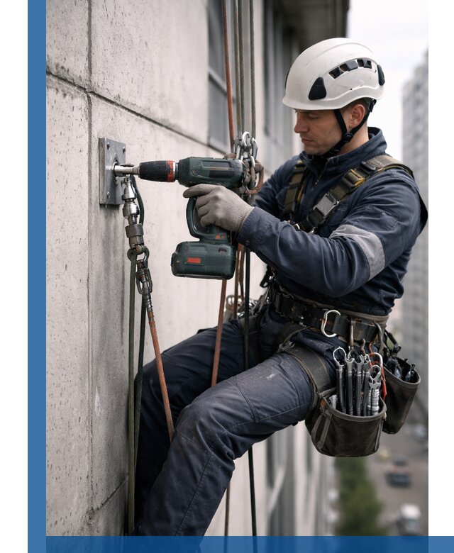 Установка анкерных точек для высотных работ в Баксане